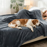 Water-Resistant Blanket Reversible Soft Flannel Blanket for Bed Sofa Camping Dark Gray and Light Gray