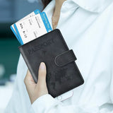 Passport Holder Protective Leather Cover Wallet With Secure Button Closure For Travel Essentials Black