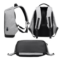 Anti-Theft Backpack School Travel Laptop Bag with USB Charging Port Gray