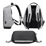 Anti-Theft Backpack School Travel Laptop Bag with USB Charging Port Gray
