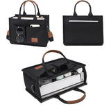 Canvas Tote Bag with Laptop Compartment Multi-Pocket Crossbody for Women Black
