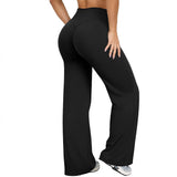 High-Waist Micro Flare Straight Leg Yoga Pants for Workout Black