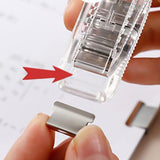 2Pcs Portable Binder Clip Stapler Includes 100 Reusable Clips for Document Home School Desk Office
