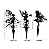 3Pcs Set Garden Fairy Silhouette Stakes Metal Fairy Garden Decor Lawn Ornament
