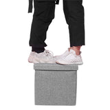 Foldable Shoe Bench Storage Ottoman with Thick Foam Seat Lid Gray