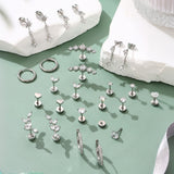 12 Pairs Studs and Hoops Set Earrings Fashion Cartilage Stackable Jewelry for Women Silver