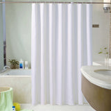 Extra Long Shower Curtain Waterproof Fabric With Hooks for Bathtub Bathroom White
