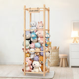 Stuffed Animal Storage Organizer Wooden Cute Zoo Toy Holder for Bedrooms Playrooms