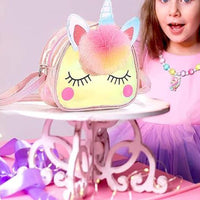 Cute Unicorn Sling Bag Set for Girls Rainbow Crossbody Bag Dress Up Accessories Style 1