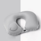 Inflatable Travel Neck Pillow U-Shape Neck Support Cushion for Office Car Airplane Grey
