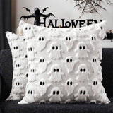 Halloween Ghost Decorative Pillow Cover Cute with Zipper for Home Office White