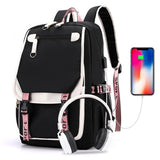 Girls Backpack for Middle School Students with USB Charging Port White
