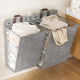 2 PCS Wall Mounted Foldable Laundry Hamper Hanging Clothes Storage Basket Grey