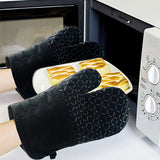 Cotton Silicone Oven Mitts with Pot Holders Set