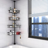 Adjustable No-Drill Floor-to-Ceiling Corner Shower Caddy Bathroom Storage Rack