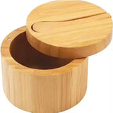 Bamboo Spice Container with Lid and Spoon for Storing Salt Pepper Sugar Herbs Small Spice Box Style 1