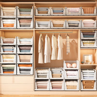 Folding Closet Organizers Stackable Plastic Storage Basket Drawer Shelf Container for Cupboard Kitchen Bathroom