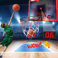 Indoor Lighted Basketball Hoop Mini Over The Door Basketball Hoops with 2 Basketball for Kids Red