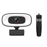 4K Webcam with Ring Light & Tripod – Built-in Mic