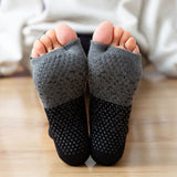 5 Pairs of Open Toe Socks Yoga Pilates Toeless Socks with Grips for Barre Ballet Dance