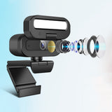 4K Webcam for PC with Microphone & Light & Privacy Cover for Streaming Video Calls
