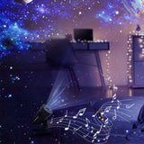 10-in 1Galaxy Projector with White Noise Rotating Starry Sky Bedroom Night Light with Timer Setting Black