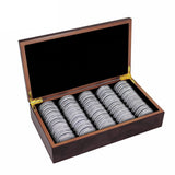 50PCS Coin Capsules Storage Box with Wooden Case Holder Collection Display Tool