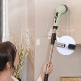 Electric Multifunctional Scrubber with 9 Replaceable Brush Heads and Adjustable Extension Handle Green