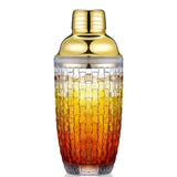 Glass Cocktail Shaker Leakproof Drinks Shaker with Steel Lid Ice Shaker for Home and Bar Use Golden