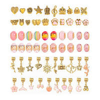 66 Pcs Kids DIY Bracelet Charm Making Kit Jewelry Making Supplies Pink