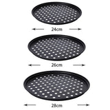 Non-Stick Pizza Pan Carbon Steel Crisper Tray Round Oven Bakeware with Vent Holes 24cm Style 1