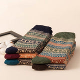 5 Pairs of Vintage Winter Socks Unisex Crew Socks Style 1