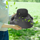 Solar Rechargeable Fan Hat with Dual Fans for Fishing Camping Outdoor Black