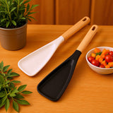 2PCS Silicone Cooking Spoons with Wood Handles
