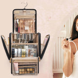 Travel Makeup Bag with Hanging Hook Large-Capacity Cosmetic Organizer Black