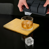 3PCS Large Ice Cube Trays Silicone Ice Cube Trays Huge Square Ice Cubed Tray for Whisky and Cocktail Black