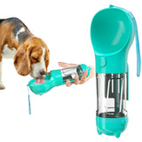 4 in1 Pet Feeder Dog Cat Puppy Water Bottle Cup Travel Pooper Scooper Outdoor Blue