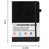 Password Book with A-Z Alphabet Tabs and Elastic Closure Black