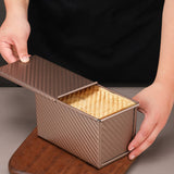 3Pcs Bread Pan with Lids Non-Stick Carbon Steel Pan with Brush and Scraper for Baking