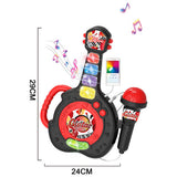 Guitar Toy with LED Lights Detachable Microphone and Music Black