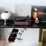 Portable Retro Bluetooth Vinyl Record Player with Built-in Speakers Dark Brown