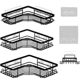 4Pcs Corner Shower Caddy Set with Soap Holder – Carbon Steel  18kg Load