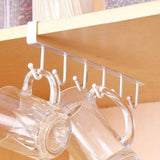No-Drill Metal Hanging Rack – 6-Hook Organizer for Cabinets & Closets White