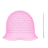 Hair Coloring Highlighting Dye Cap Frosting Tipping Reusable with Stainless Steel Hook Pink