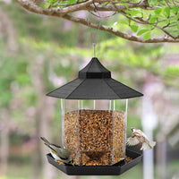 Outdoor Hanging Bird Feeder Gazebo Shape Seed Container Grey