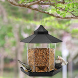 Outdoor Hanging Bird Feeder Gazebo Shape Seed Container Grey