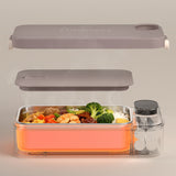 900ml Electric Heated Lunch Box Stainless Steel for Work School Khaki