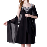 70x170cm Chiffon Evening Wrap Shawl for Wedding Party Dress Black