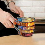 300ml Painted Book Mug Novelty Glass Coffee Cup for for Book Lover Style 1