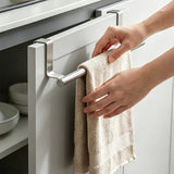 Adjustable No Drill Stainless Steel Dish Towel Holder for Cabinet Door Kicthen Towel Rack Silver
